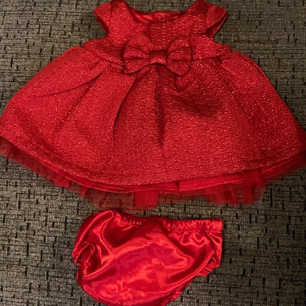 EUC Cat & Jack Red Dress with Diaper Cover